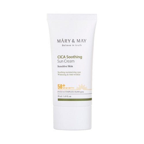 MARY&amp;MAY Cica Soothing Sun Cream Spf50+ Pa++++ 50ml - GlowKontor