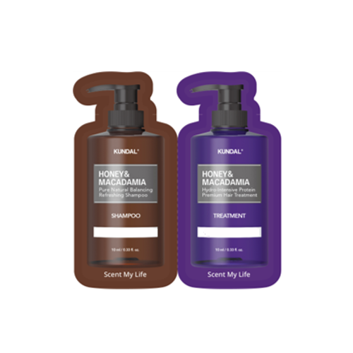 KUNDAL (30EA) Honey & Macadamia White Musk SHAMPOO/TREATMENT Sachet 10ml