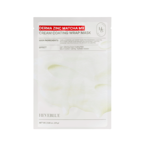 HEVEBLUE [5ea] Derma Zinc Matcha Mx Cream Coating Wrap Mask