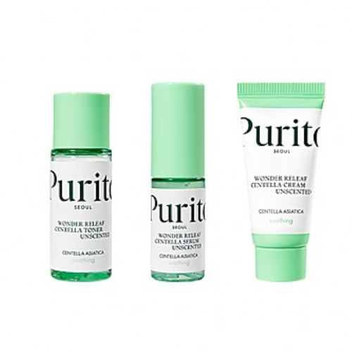 Purito Seoul Wonder Releaf Centella Mini Kit Unscented(Serum15ml+Toner30ml+ Cream15ml)