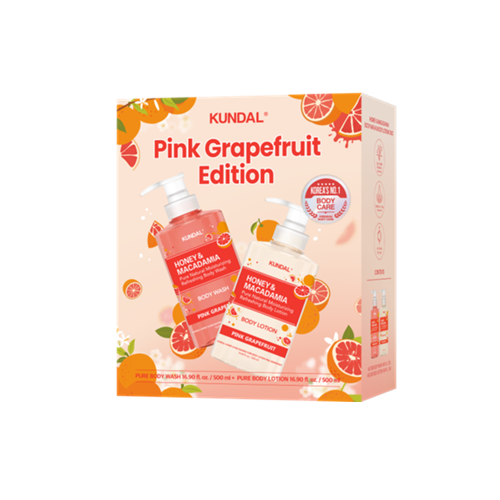 KUNDAL Pink Grapefruit Edition - Honey & Macadamia Body Wash 500ml +Lotion 500ml