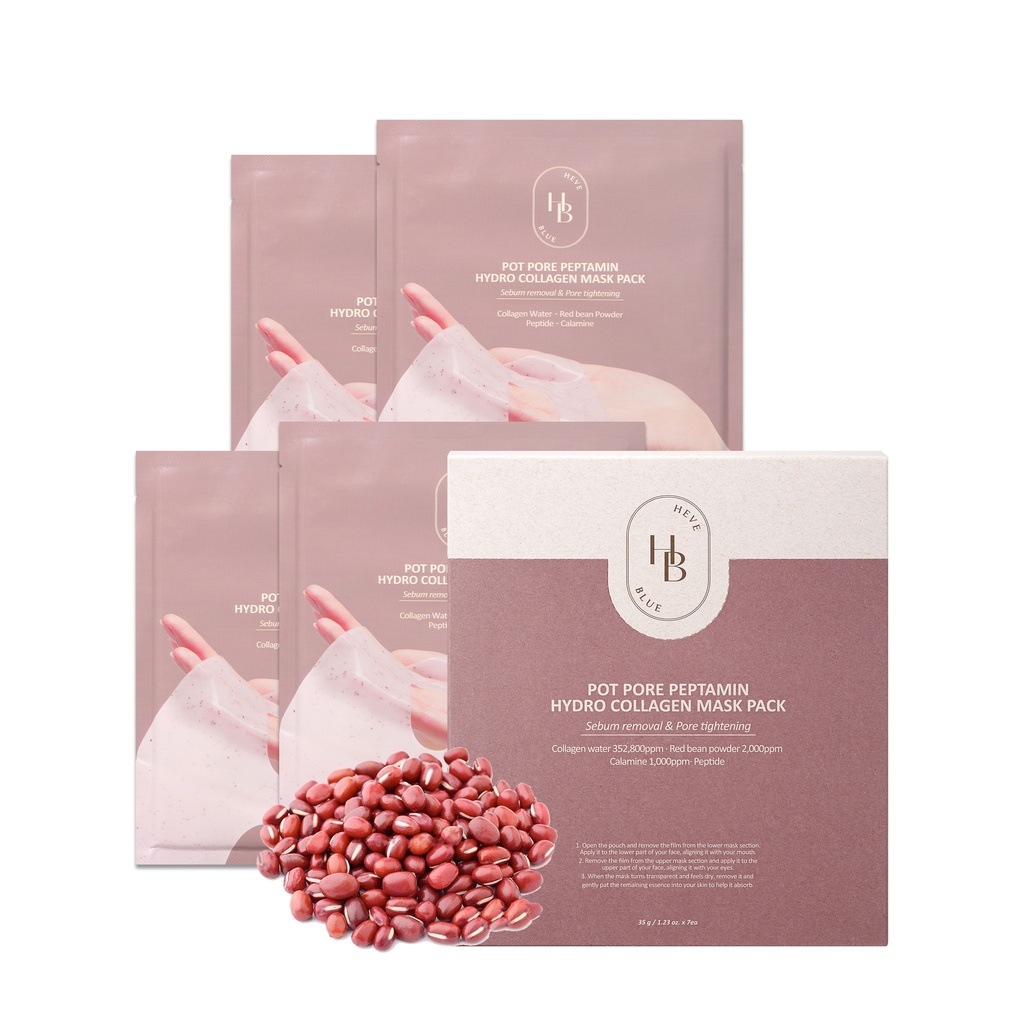 HEVEBLUE [4ea] Pot Pore Peptamin Hydro Collagen Mask Pack
