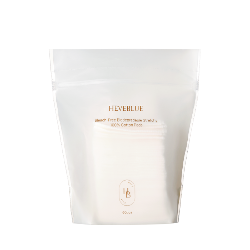 HEVEBLUE Bleach-free Biodegradable Stretchy 100% Cotton Pads 60ea